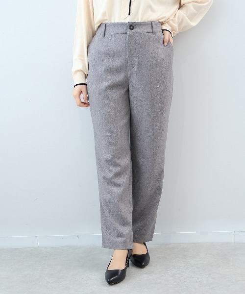 fleur by mint breeze(フルールバイミントブリーズ)の「【セットアップ・ウォッシャブル・アンチピリング】【L~5L 大きいサイズ】ウール調シャークストレートパンツ(その他パンツ・レディース・グレー/ブラック・LL/3L/4L/5L)」の2枚目の写真