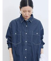 Samansa Mos2 blue | デニムオーバーシャツ(シャツ/ブラウス)