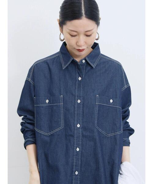 Samansa Mos2 blue(サマンサモスモスブルー)の「デニムオーバーシャツ(シャツ/ブラウス・レディース・ネイビー/ブルー/ブラック・F)」の3枚目の写真