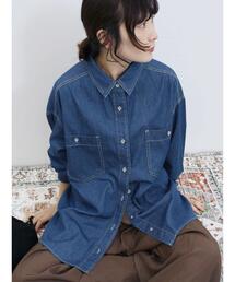 Samansa Mos2 blue | デニムオーバーシャツ(シャツ/ブラウス)
