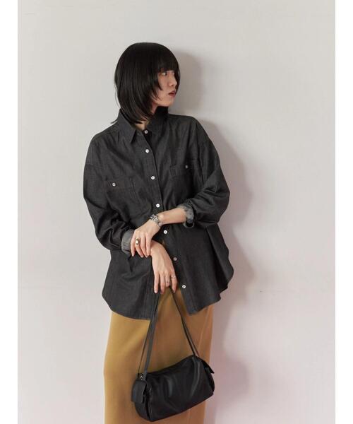 Samansa Mos2 blue(サマンサモスモスブルー)の「デニムオーバーシャツ(シャツ/ブラウス・レディース・ネイビー/ブルー/ブラック・F)」の2枚目の写真