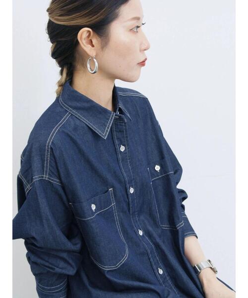 Samansa Mos2 blue(サマンサモスモスブルー)の「デニムオーバーシャツ(シャツ/ブラウス・レディース・ネイビー/ブルー/ブラック・F)」の17枚目の写真