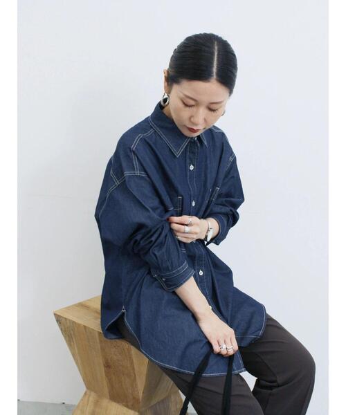 Samansa Mos2 blue(サマンサモスモスブルー)の「デニムオーバーシャツ(シャツ/ブラウス・レディース・ネイビー/ブルー/ブラック・F)」の10枚目の写真