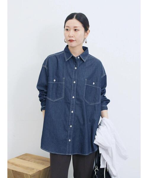 Samansa Mos2 blue(サマンサモスモスブルー)の「デニムオーバーシャツ(シャツ/ブラウス・レディース・ネイビー/ブルー/ブラック・F)」の14枚目の写真