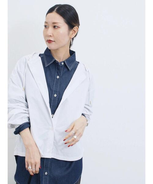 Samansa Mos2 blue(サマンサモスモスブルー)の「デニムオーバーシャツ(シャツ/ブラウス・レディース・ネイビー/ブルー/ブラック・F)」の8枚目の写真