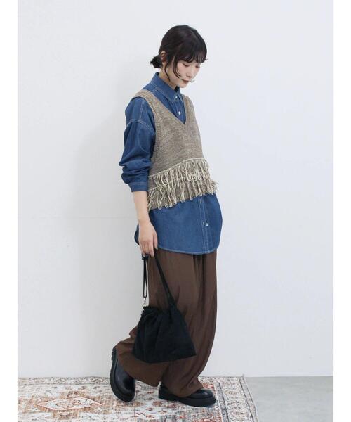 Samansa Mos2 blue(サマンサモスモスブルー)の「デニムオーバーシャツ(シャツ/ブラウス・レディース・ネイビー/ブルー/ブラック・F)」の7枚目の写真
