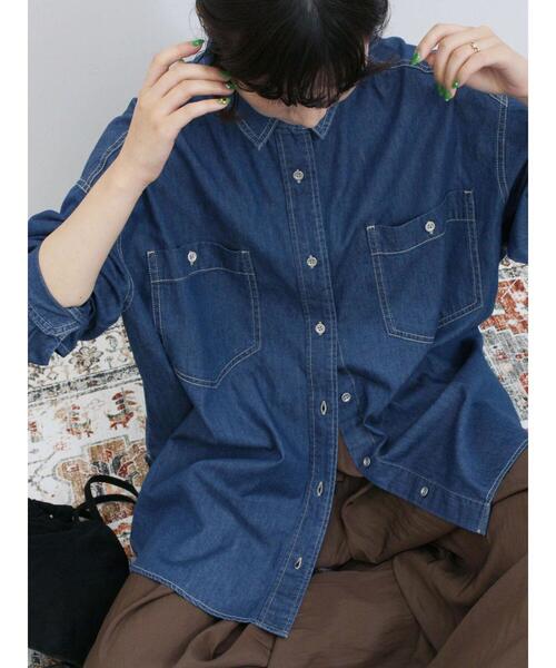 Samansa Mos2 blue(サマンサモスモスブルー)の「デニムオーバーシャツ(シャツ/ブラウス・レディース・ネイビー/ブルー/ブラック・F)」の18枚目の写真