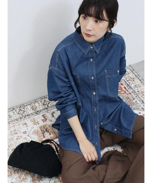 Samansa Mos2 blue(サマンサモスモスブルー)の「デニムオーバーシャツ(シャツ/ブラウス・レディース・ネイビー/ブルー/ブラック・F)」の12枚目の写真