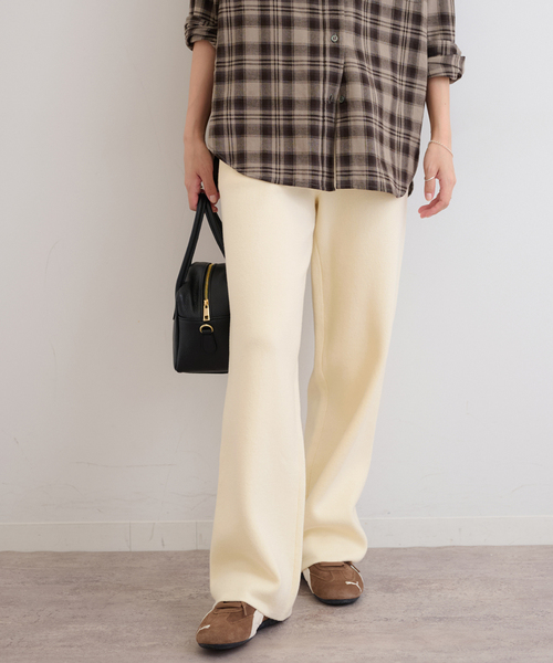 JOURNAL STANDARD relume(ジャーナルスタンダード レリューム)の「ニットストレートパンツ(その他パンツ・レディース・ライトグレー/ブラック/アイボリー・FREE)」の2枚目の写真