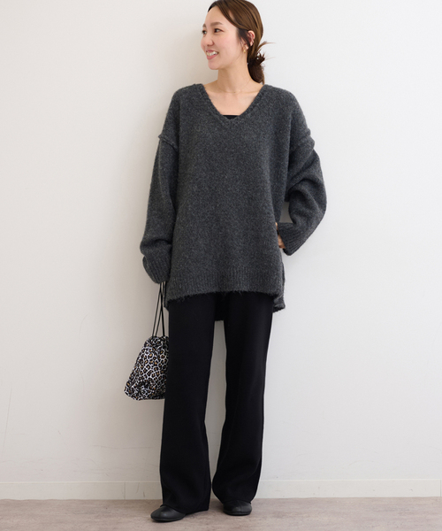 JOURNAL STANDARD relume(ジャーナルスタンダード レリューム)の「ニットストレートパンツ(その他パンツ・レディース・ライトグレー/ブラック/アイボリー・FREE)」の4枚目の写真