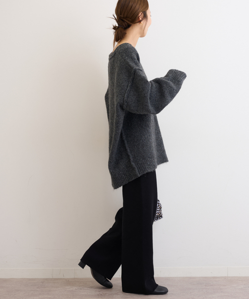 JOURNAL STANDARD relume(ジャーナルスタンダード レリューム)の「ニットストレートパンツ(その他パンツ・レディース・ライトグレー/ブラック/アイボリー・FREE)」の5枚目の写真