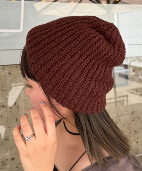 CIAOPANIC TYPY（チャオパニックティピー）の「太リブニットビーニー（ニットキャップ/ビーニー・レディース・ブラウン/ブラック/サックスブルー/オフホワイト/グレー・ONE SIZE）」の4枚目の写真