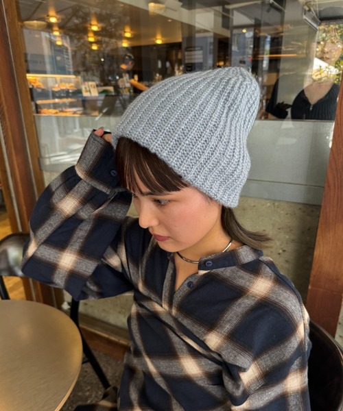 CIAOPANIC TYPY（チャオパニックティピー）の「太リブニットビーニー（ニットキャップ/ビーニー・レディース・ブラウン/ブラック/サックスブルー/オフホワイト/グレー・ONE SIZE）」の5枚目の写真