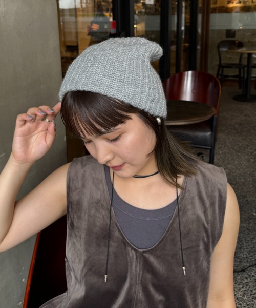 CIAOPANIC TYPY（チャオパニックティピー）の「太リブニットビーニー（ニットキャップ/ビーニー・レディース・ブラウン/ブラック/サックスブルー/オフホワイト/グレー・ONE SIZE）」の8枚目の写真