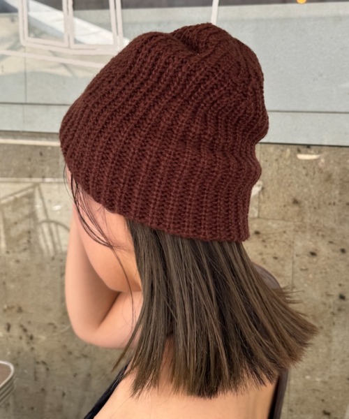 CIAOPANIC TYPY（チャオパニックティピー）の「太リブニットビーニー（ニットキャップ/ビーニー・レディース・ブラウン/ブラック/サックスブルー/オフホワイト/グレー・ONE SIZE）」の9枚目の写真
