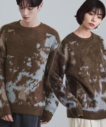 tk.TAKEO KIKUCHI | ルーズシルエットアブストラクトシャギーニットプルオーバー(ニット/セーター)