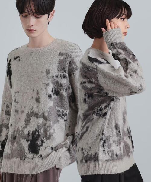 tk.TAKEO KIKUCHI（ティーケータケオキクチ）の「ルーズシルエットアブストラクトシャギーニットプルオーバー（ニット/セーター・メンズ・オフホワイト/ブラウン系その他/ブラック・01/02/03）」の2枚目の写真