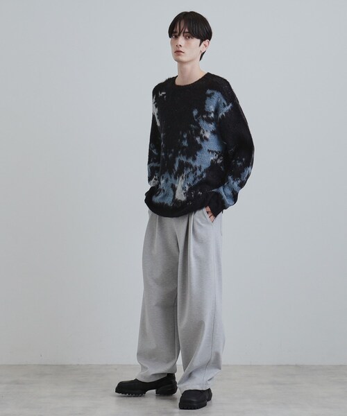 tk.TAKEO KIKUCHI（ティーケータケオキクチ）の「ルーズシルエットアブストラクトシャギーニットプルオーバー（ニット/セーター・メンズ・オフホワイト/ブラウン系その他/ブラック・01/02/03）」の6枚目の写真