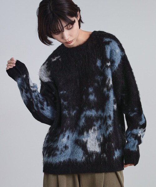 tk.TAKEO KIKUCHI（ティーケータケオキクチ）の「ルーズシルエットアブストラクトシャギーニットプルオーバー（ニット/セーター・メンズ・オフホワイト/ブラウン系その他/ブラック・01/02/03）」の7枚目の写真