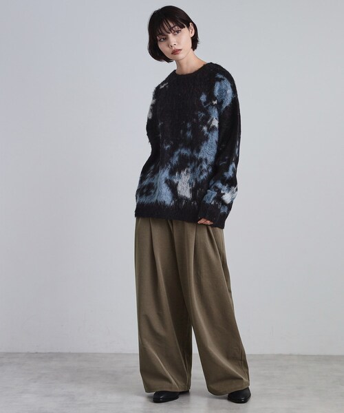 tk.TAKEO KIKUCHI（ティーケータケオキクチ）の「ルーズシルエットアブストラクトシャギーニットプルオーバー（ニット/セーター・メンズ・オフホワイト/ブラウン系その他/ブラック・01/02/03）」の9枚目の写真