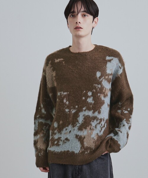 tk.TAKEO KIKUCHI（ティーケータケオキクチ）の「ルーズシルエットアブストラクトシャギーニットプルオーバー（ニット/セーター・メンズ・オフホワイト/ブラウン系その他/ブラック・01/02/03）」の12枚目の写真
