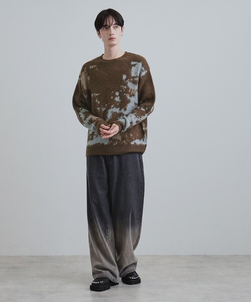 tk.TAKEO KIKUCHI（ティーケータケオキクチ）の「ルーズシルエットアブストラクトシャギーニットプルオーバー（ニット/セーター・メンズ・オフホワイト/ブラウン系その他/ブラック・01/02/03）」の14枚目の写真