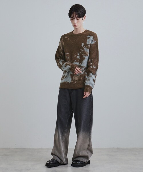 tk.TAKEO KIKUCHI（ティーケータケオキクチ）の「ルーズシルエットアブストラクトシャギーニットプルオーバー（ニット/セーター・メンズ・オフホワイト/ブラウン系その他/ブラック・01/02/03）」の15枚目の写真