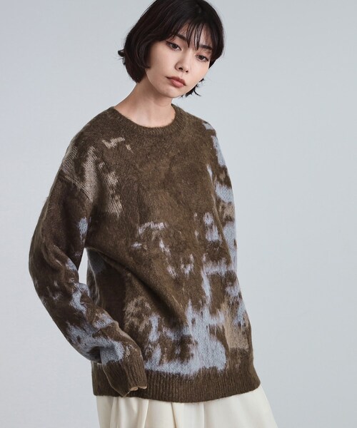 tk.TAKEO KIKUCHI（ティーケータケオキクチ）の「ルーズシルエットアブストラクトシャギーニットプルオーバー（ニット/セーター・メンズ・オフホワイト/ブラウン系その他/ブラック・01/02/03）」の16枚目の写真