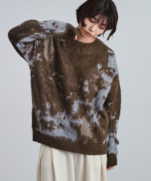 tk.TAKEO KIKUCHI（ティーケータケオキクチ）の「ルーズシルエットアブストラクトシャギーニットプルオーバー（ニット/セーター・メンズ・オフホワイト/ブラウン系その他/ブラック・01/02/03）」の17枚目の写真