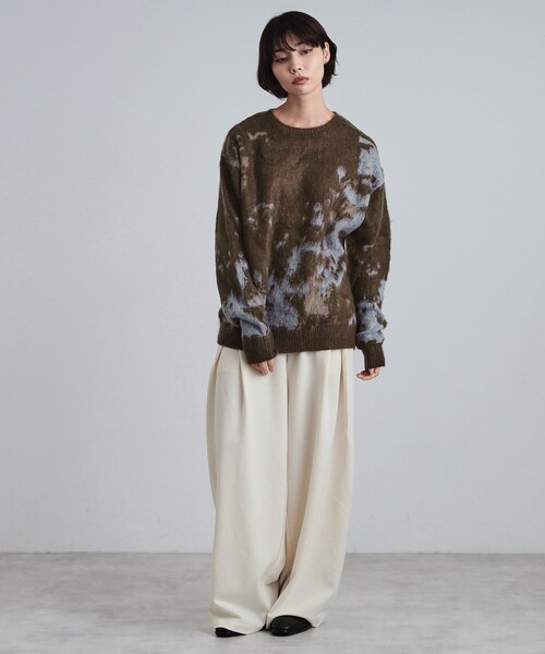 tk.TAKEO KIKUCHI（ティーケータケオキクチ）の「ルーズシルエットアブストラクトシャギーニットプルオーバー（ニット/セーター・メンズ・オフホワイト/ブラウン系その他/ブラック・01/02/03）」の18枚目の写真