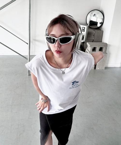 NOWLE（ノウル）の「【NOWLE】リゾートスタイル パームツリー サマー ノースリーブ Tシャツ（タンクトップ・メンズ・ホワイト/ブルー/ブラック・FREE）」の7枚目の写真