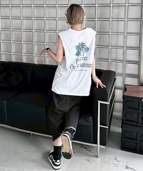 NOWLE（ノウル）の「【NOWLE】リゾートスタイル パームツリー サマー ノースリーブ Tシャツ（タンクトップ・メンズ・ホワイト/ブルー/ブラック・FREE）」の8枚目の写真