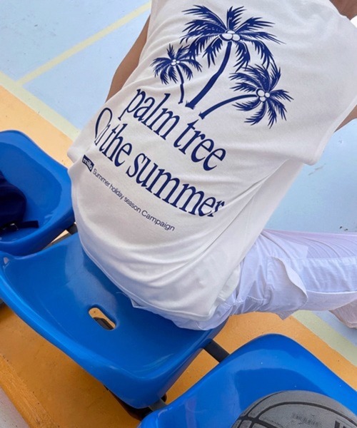 NOWLE（ノウル）の「【NOWLE】リゾートスタイル パームツリー サマー ノースリーブ Tシャツ（タンクトップ・メンズ・ホワイト/ブルー/ブラック・FREE）」の10枚目の写真