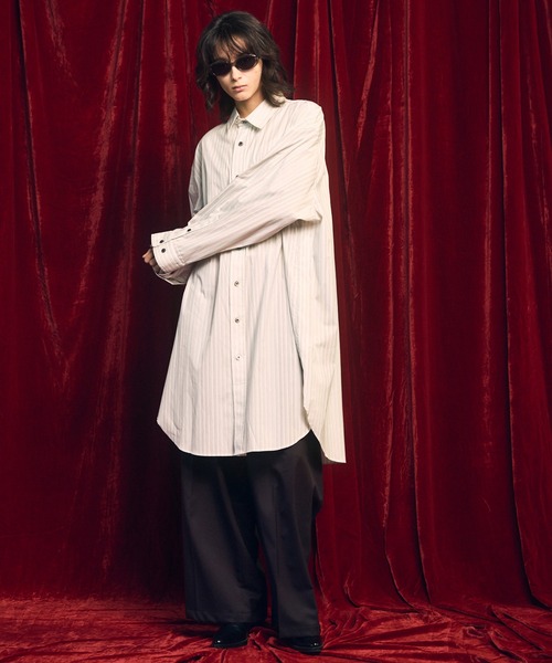 MAISON SPECIAL(メゾンスペシャル)の「《UNISEX》【Italian Dead Stock Fabric】Prime-Over Maxi Shirts Coat/プライムオーバーマキシシャツコート【MAISON SPECIAL/メゾンスペシャル】(シャツ/ブラウス・メンズ・サックスブルー/ブラウン/ホワイト/イエロー/グリーン/チャコールグレー/グレー・2/1)」の8枚目の写真