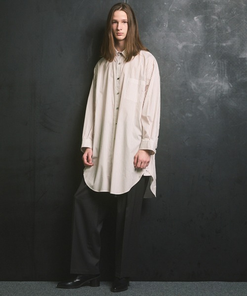 MAISON SPECIAL(メゾンスペシャル)の「《UNISEX》【Italian Dead Stock Fabric】Prime-Over Maxi Shirts Coat/プライムオーバーマキシシャツコート【MAISON SPECIAL/メゾンスペシャル】(シャツ/ブラウス・メンズ・サックスブルー/ブラウン/ホワイト/イエロー/グリーン/チャコールグレー/グレー・2/1)」の14枚目の写真