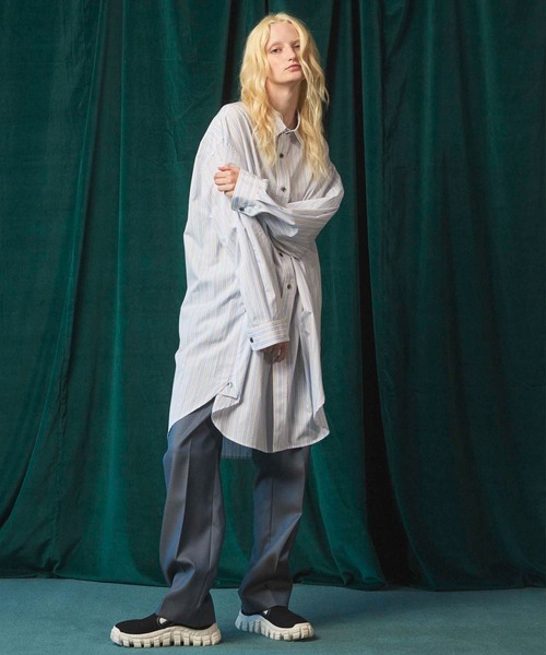 MAISON SPECIAL(メゾンスペシャル)の「《UNISEX》【Italian Dead Stock Fabric】Prime-Over Maxi Shirts Coat/プライムオーバーマキシシャツコート【MAISON SPECIAL/メゾンスペシャル】(シャツ/ブラウス・メンズ・サックスブルー/ブラウン/ホワイト/イエロー/グリーン/チャコールグレー/グレー・2/1)」の21枚目の写真