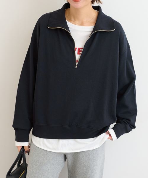 JOURNAL STANDARD relume(ジャーナルスタンダード レリューム)の「ハーフジップライトスウェット(Tシャツ/カットソー・レディース・ネイビー/ボルドー・FREE)」の12枚目の写真