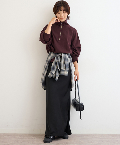 JOURNAL STANDARD relume(ジャーナルスタンダード レリューム)の「ハーフジップライトスウェット(Tシャツ/カットソー・レディース・ネイビー/ボルドー・FREE)」の4枚目の写真