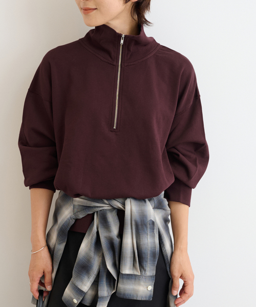 JOURNAL STANDARD relume(ジャーナルスタンダード レリューム)の「ハーフジップライトスウェット(Tシャツ/カットソー・レディース・ネイビー/ボルドー・FREE)」の3枚目の写真