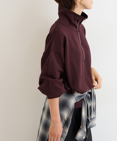 JOURNAL STANDARD relume(ジャーナルスタンダード レリューム)の「ハーフジップライトスウェット(Tシャツ/カットソー・レディース・ネイビー/ボルドー・FREE)」の9枚目の写真