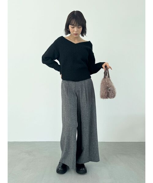 LAGUNAMOON（ラグナムーン）の「ウールブレンドツイードワイドパンツ（その他パンツ・レディース・ライトグレー/チャコールグレー・SMALL/MEDIUM）」の11枚目の写真