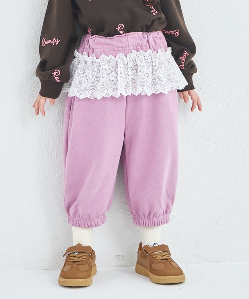 pairmanon(ペアマノン)の「【サラッとスウェット】レース付き バルーン 裏毛スウェットパンツ(スウェットパンツ・キッズ・ブラック/ピンク系その他/モカ・100/110/120/130/140/150/90)」の6枚目の写真