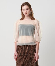 ＜ASTRAET＞ シアー パフスリーブカットソー