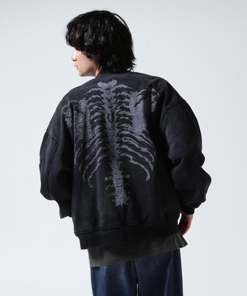 FR(13)NDS(フレンズ)の「FR(13)NDS /フレンズ/SWEAT Bone Bomber Jacket(MA-1・メンズ・ブラック・L/M)」の1枚目の写真