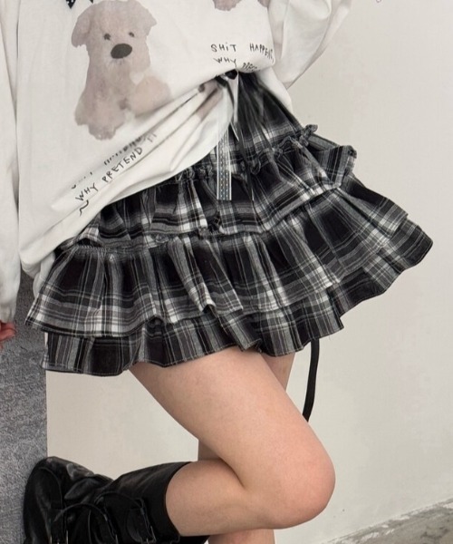 セール】【新作・全8色展開】チェックティアードミニスカート