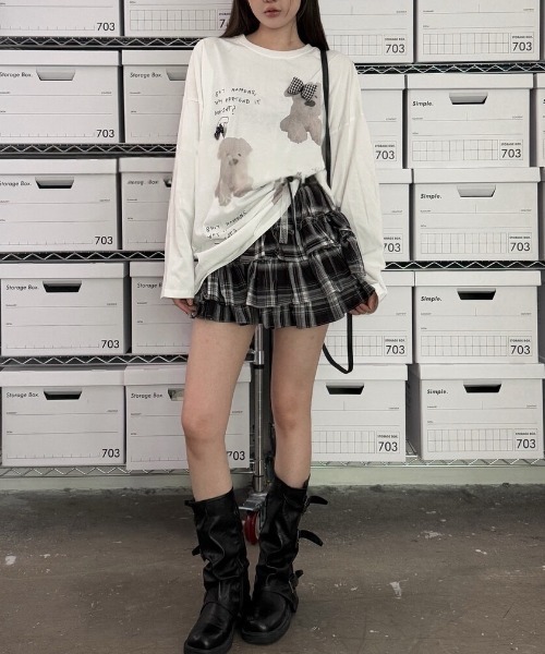 Sibra（シブラ）の「【新作・全8色展開】チェックティアードミニスカート（スカート・レディース・ネイビー/ワイン/チャコールグレー/ブラウン/レッド/ベージュ/ブラック/ブラウン×イエロー・M）」の16枚目の写真