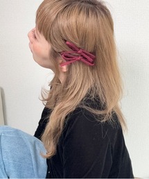 lus.（ラスドット）の「lus. 2点セット フェイクスエード細リボンヘアクリップ（ヘアピン）」