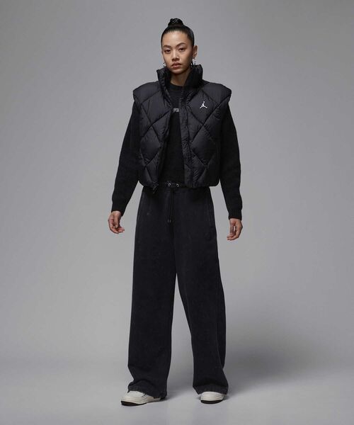 Jordan ブラック ダウンベスト M ジョーダン ブルックリン ウィメンズ Therma-FIT キルテッド パファー
