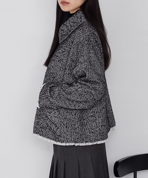 forksy.(フォルクシー)の「【forksy.】ヘリンボーンフリンジ衿付きファスナージャケット(その他アウター・レディース・ブラウン/ブラック/グレー・FREE)」の15枚目の写真