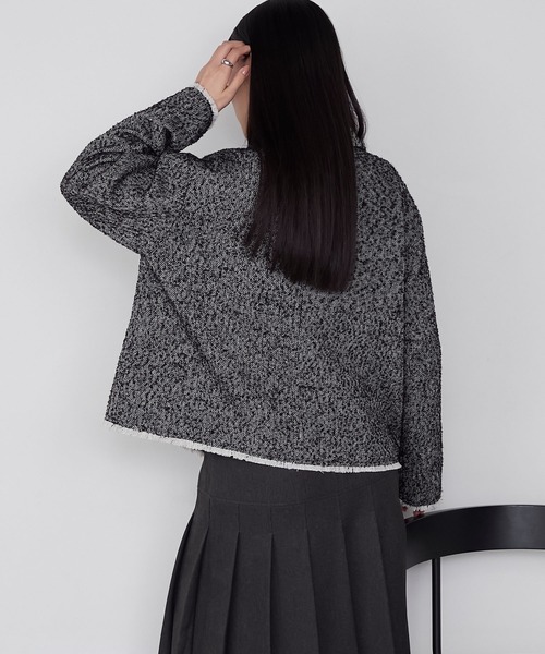 forksy.(フォルクシー)の「【forksy.】ヘリンボーンフリンジ衿付きファスナージャケット(その他アウター・レディース・ブラウン/ブラック/グレー・FREE)」の16枚目の写真